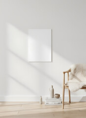 Minimalist Interior with Chair and Poster Mockup
