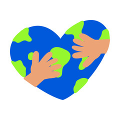 Global Kindness Heart Earth Illustration with Hugging Hands