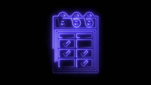Glowing neon calendar animation with checkmarks for effective planning and task management