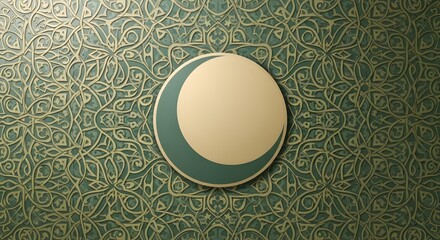 Ramadan crescent moon design with intricate arabesque pattern
