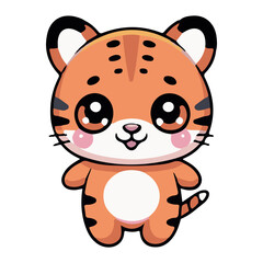 Adorable kawaii baby tiger with big sparkly eyes