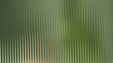 Obraz premium Green abstract ribbed glass texture with soft bokeh background