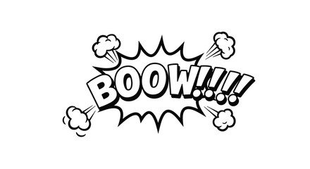 Comic book explosion effect with the word boow in a speech bubble © Ferdous_Studio