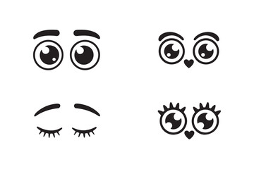 Eye icon set, simple eyes collection, eyes related line icons, eyesight symbol, vector illustration EPS 10.
