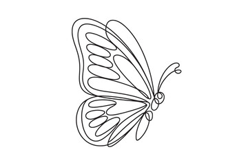   continuous line drawing of a butterfly