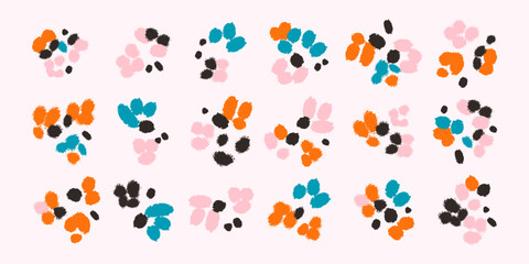 Set of different abstract flowers. Vector illustration, print, design elements