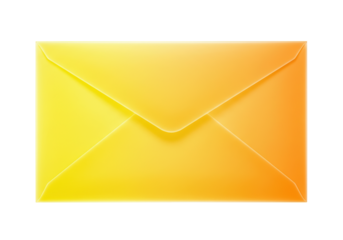 Yellow envelope PNG isolated on transparent background, mail correspondence concept