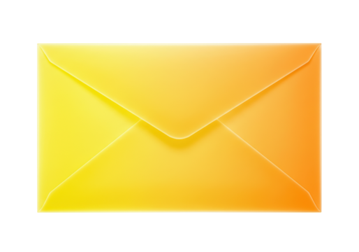 Yellow envelope PNG isolated on transparent background, mail correspondence concept