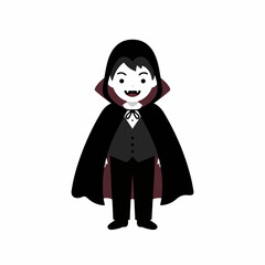 Cartoon Style Full Body Vampire Character Wearing Cape Illustration