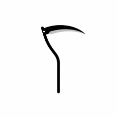 Minimalist Silhouette Curved Scythe Shape Symbol Agriculture and Farming Icon