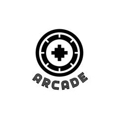 Obraz premium Black Arcade Logo with Circular Design and Text