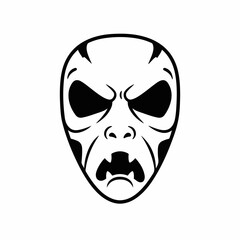 Fototapeta premium Creepy Cartoonish Halloween Devil Face Mask Graphic Illustration
