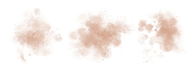 Watercolor stain decoration. brown colored splatter brush