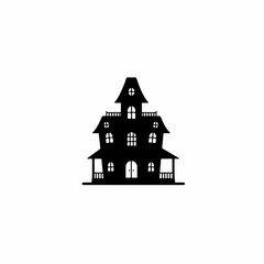 Spooky Silhouette Detailed Haunted House Creepy Dwelling Architectural Illustration