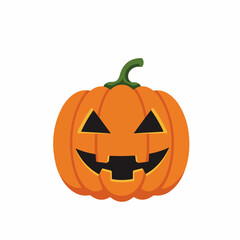 Flat Cartoon Smiling Pumpkin Carving Illustration for Halloween Celebration