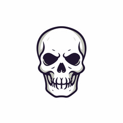 Minimalist Flat Skull Head Anatomy Skeleton Death Horror Halloween Illustration