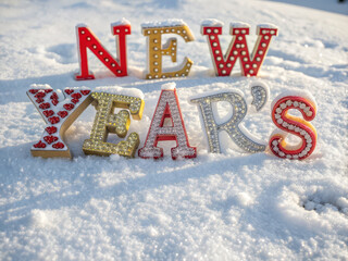 Happy New Year letters written on snow