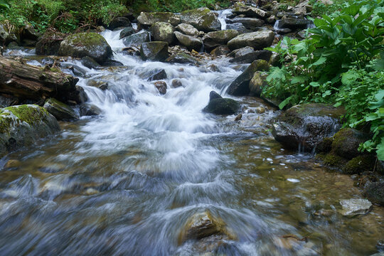 beautiful waterfall in Carpathian mountains Ukraine