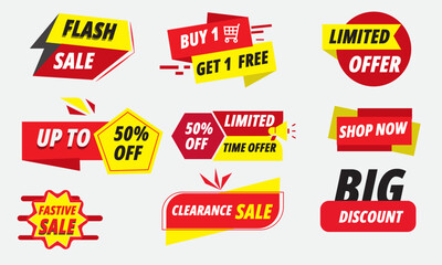Sale tags banner collection. Flash Sale, Limited Time, Clearance Sale, Shop now, web or social media, Sale special offer. abstract vector design