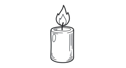 Simple Line Drawing of a Lit Candle with a Flame.