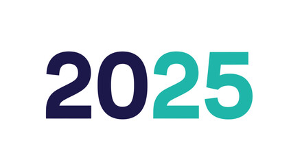 Colorful 2025 year text logo with a modern sans-serif font in blue and teal colors.