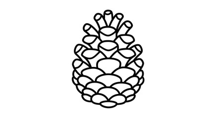 Simple Black and White Outlined Pine Cone Illustration.