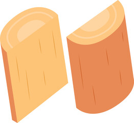 Split Wooden Log Flat Illustration. Clean Icon Design Element on Isolated White Background