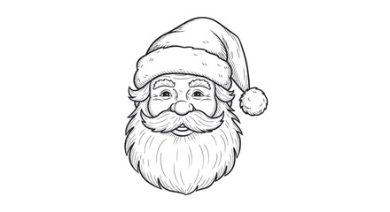 Santa Claus Head Sketch with Hat and Beard.