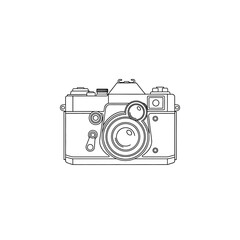 Vintage Camera Line Art Illustration