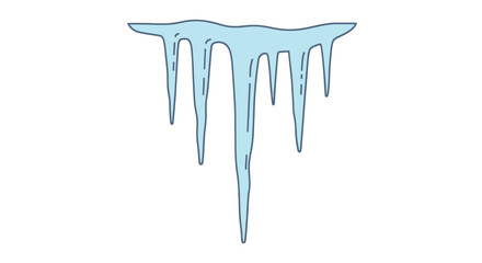 Cartoon Icicles Hanging Down Light Blue Color Winter Season.