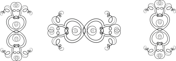 Intricate ornate black and white decorative flourish design elements for graphic design