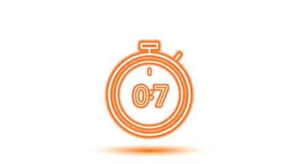 Orange Neon Stopwatch Icon Displaying the Number 07.