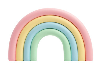 Fototapeta premium Pastel rainbow isolated on white, cute colorful arch shape for kids room decor and baby shower invitation design element