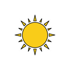 Simple Yellow Sun Icon with Triangular Rays
