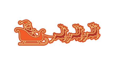 Santa Claus in Sleigh with Reindeer Team Christmas Illustration.