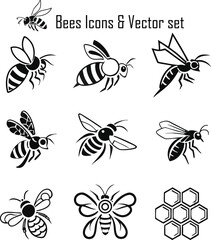Bee Icons & Vector Set