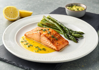 Elegant Gourmet Salmon Plate | Professional Food Photography | Luxury Dinner Concept