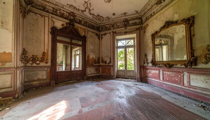 Obraz premium Sun-drenched interior of an abandoned mansion