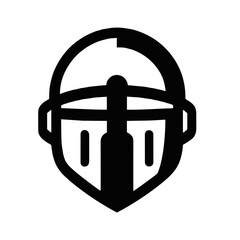 Minimalist knight helmet design symbolizing strength and protection in a sleek style on transparent background 