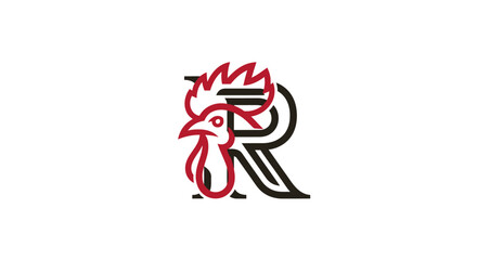 Obraz premium Stylized Rooster Head Integrated with Letter R Logo Design