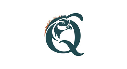 Stylized Bird Head Integrated with Letter Q Design
