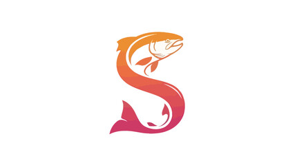 Stylized Salmon Logo Design with Gradient Colors and S-Shape