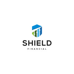 Finance logo with shield and growth arrow, perfect for investment, banking, and financial protection themes, etc.
