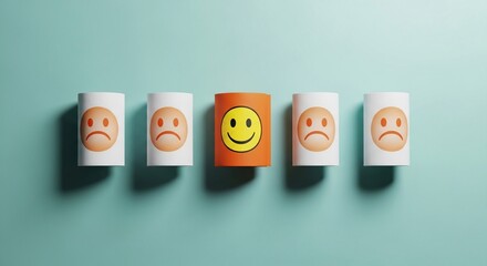 The Power of Positive Thinking Standing Out Among Sad Faces Demonstrating Happiness And Resilience In A Group