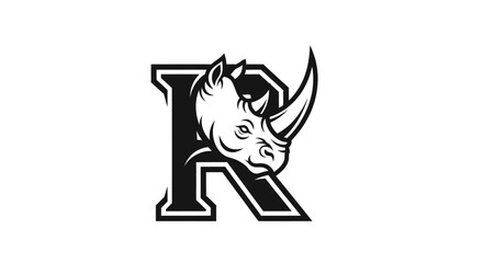 Rhino Head Integrated into Letter R Logo Design