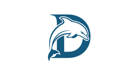 Blue Dolphin Swimming Inside Letter 