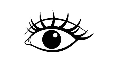 Stylized Black and White Eye with Eyelashes