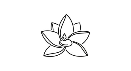Simple Black and White Lotus Flower Outline