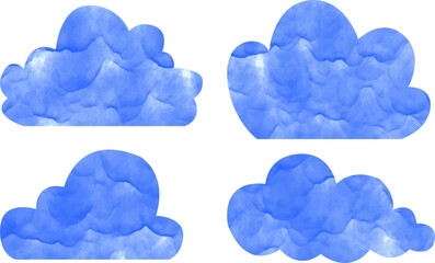 watercolor blue sky with clouds