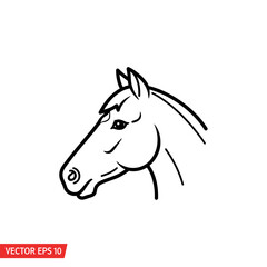 Simple Black and White Horse Head Illustration